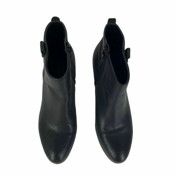 Bass Shoes Bass Shiloh Black Leather Ankle Boots Booties Side Zip